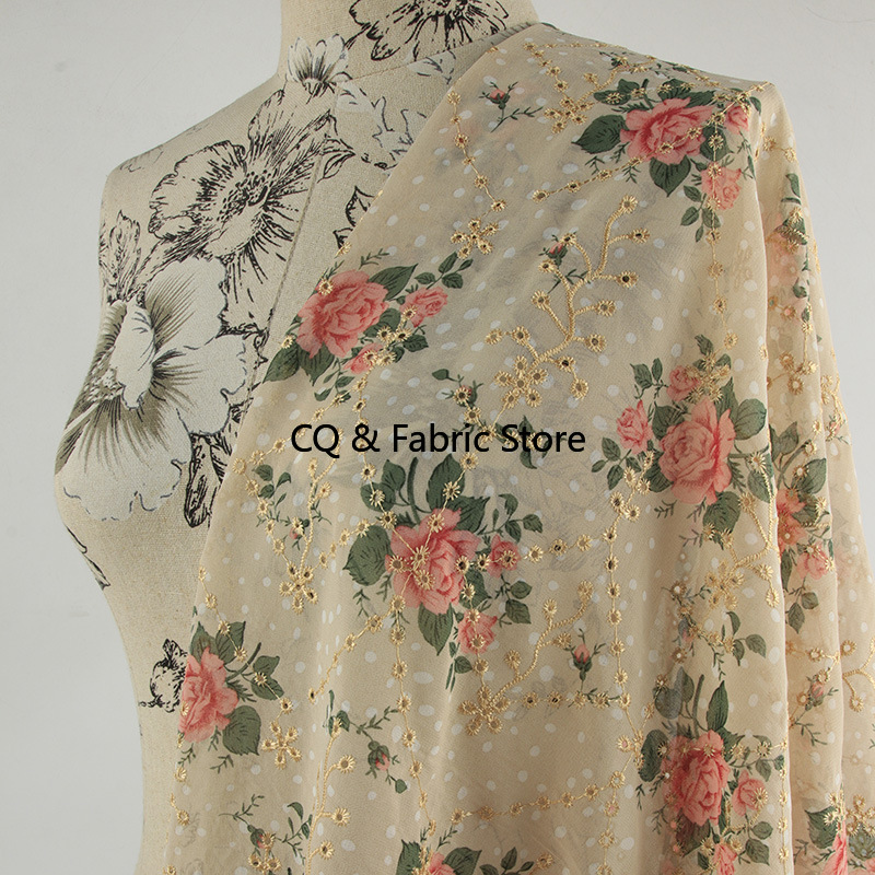 Embroidery Rose - جديد روز نمط التطريز المطبوعة نسيج