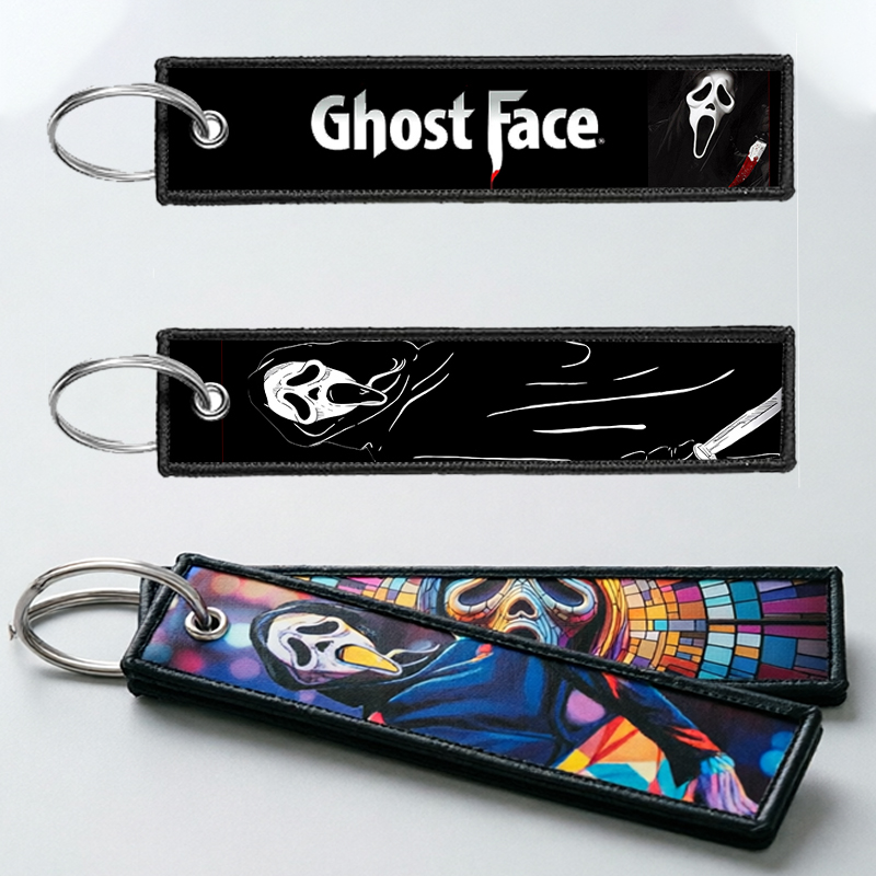 Embroidery Keychain - سلسلة مفاتيح GHOST FACE للرجال والنساء،