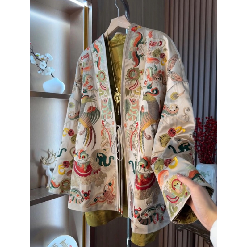 Embroidery Style - سترة كيمونو صينية الطراز جديدة للنساء،