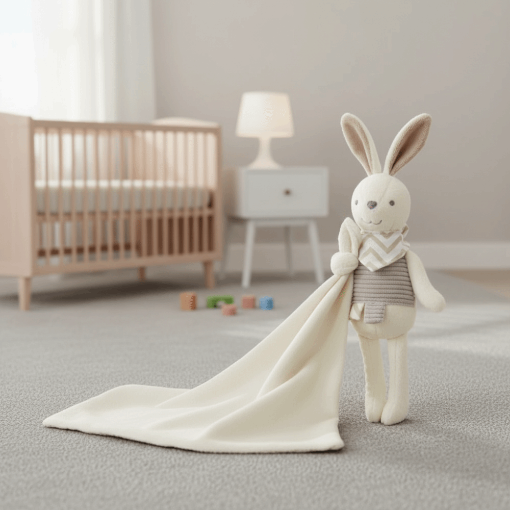 Embroidery Rabbit - بطانية أطفال مربعة الشكل على شكل