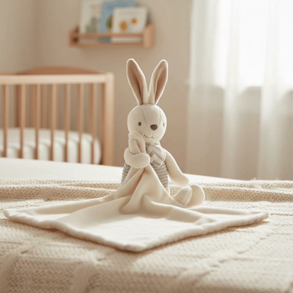 Embroidery Rabbit - بطانية أطفال مربعة الشكل على شكل