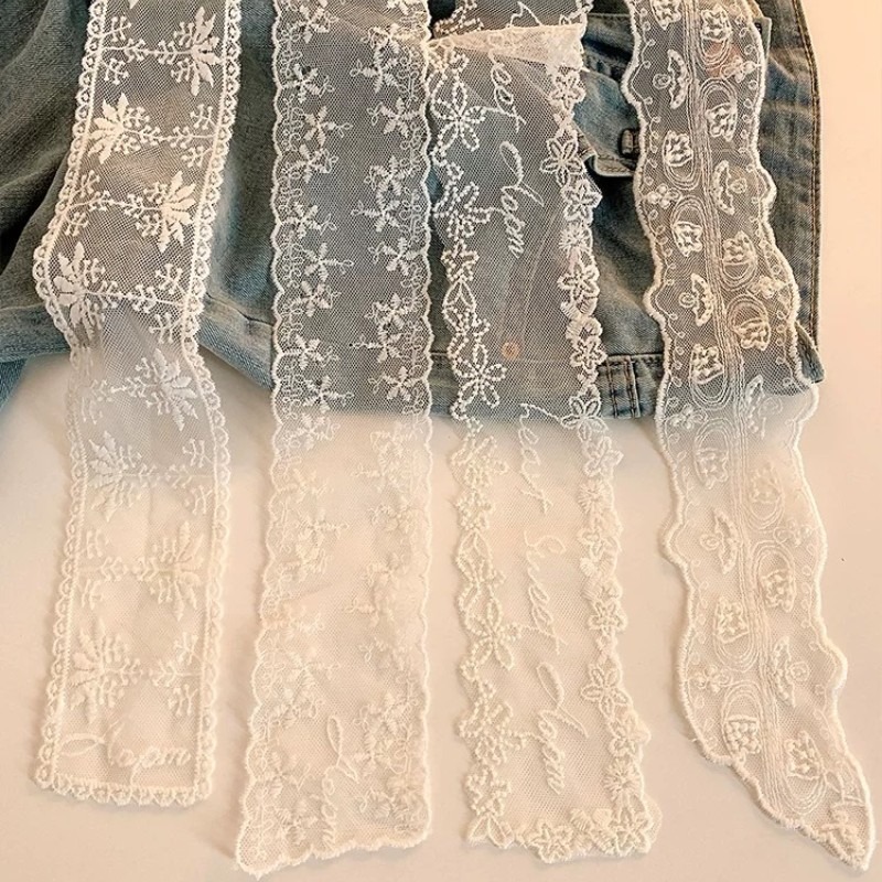 وشاح جديد أسود وأبيض طويل مزين - مراجعة Embroidery Ribbon وسعره