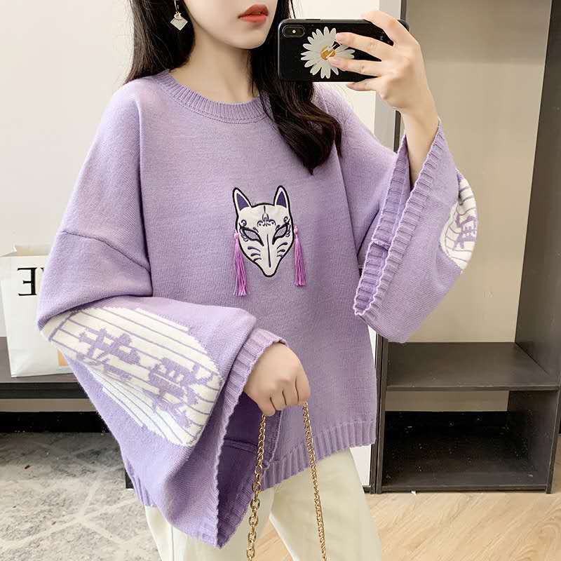 سترة نسائية منسوجة بنمط قطط ور - مراجعة Embroidery Cat وسعره