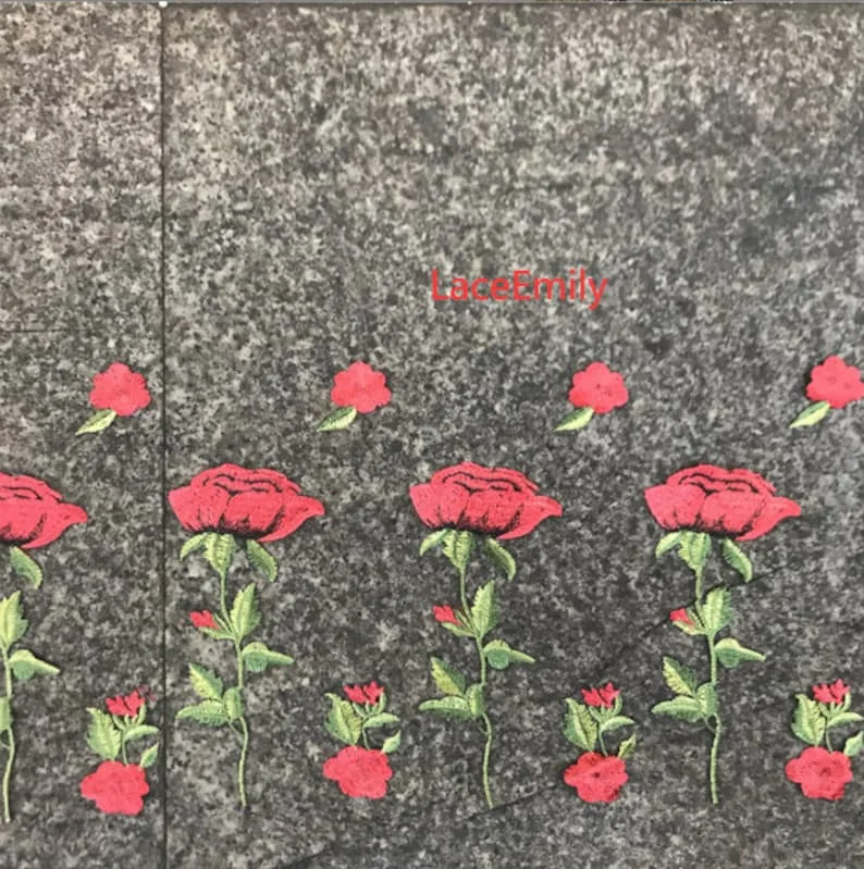 وردة حمراء نسيج الدانتيل زهرة  - مراجعة Embroidery Rose وسعره