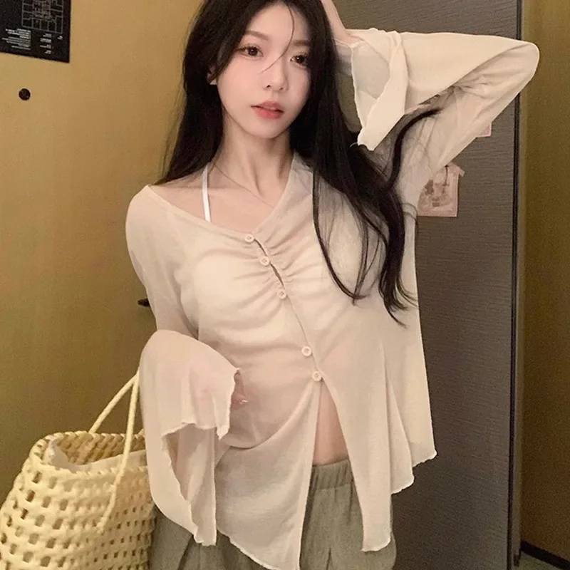 بلوزة بأكمام شفافة - قميص مطوي - مراجعة Embroidery Shirt وسعره