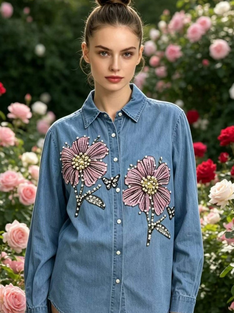 بلوزات نسائية من الدنيم مطرزة  - مراجعة Embroidery Shirt وسعره