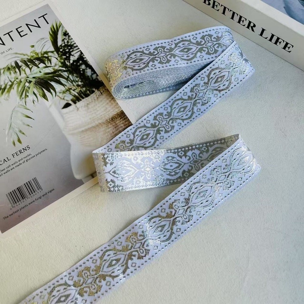 شريط تطريز فضي لامع بنمط صيني  - مراجعة Embroidery Ribbon وسعره